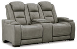 The Man-Den Gray Power Reclining Loveseat and Recliner - Ornate Home