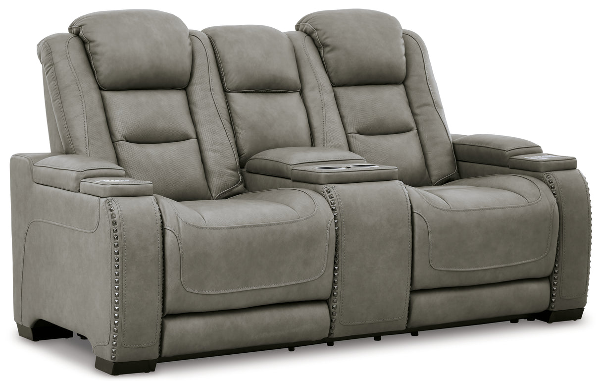 The Man-Den Gray Power Reclining Sofa and Loveseat with Power Recliner - Ornate Home