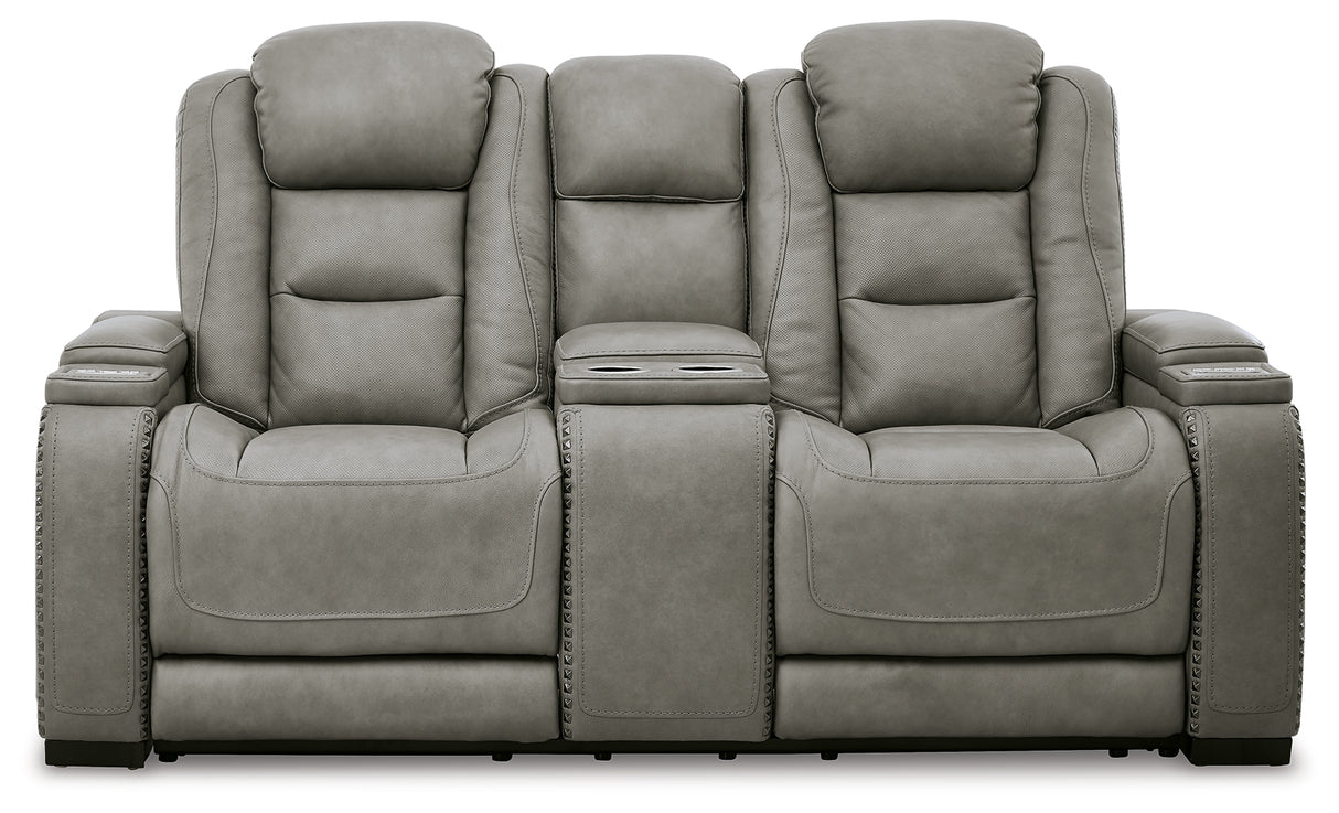 The Man-Den Gray Power Reclining Loveseat and Recliner - Ornate Home