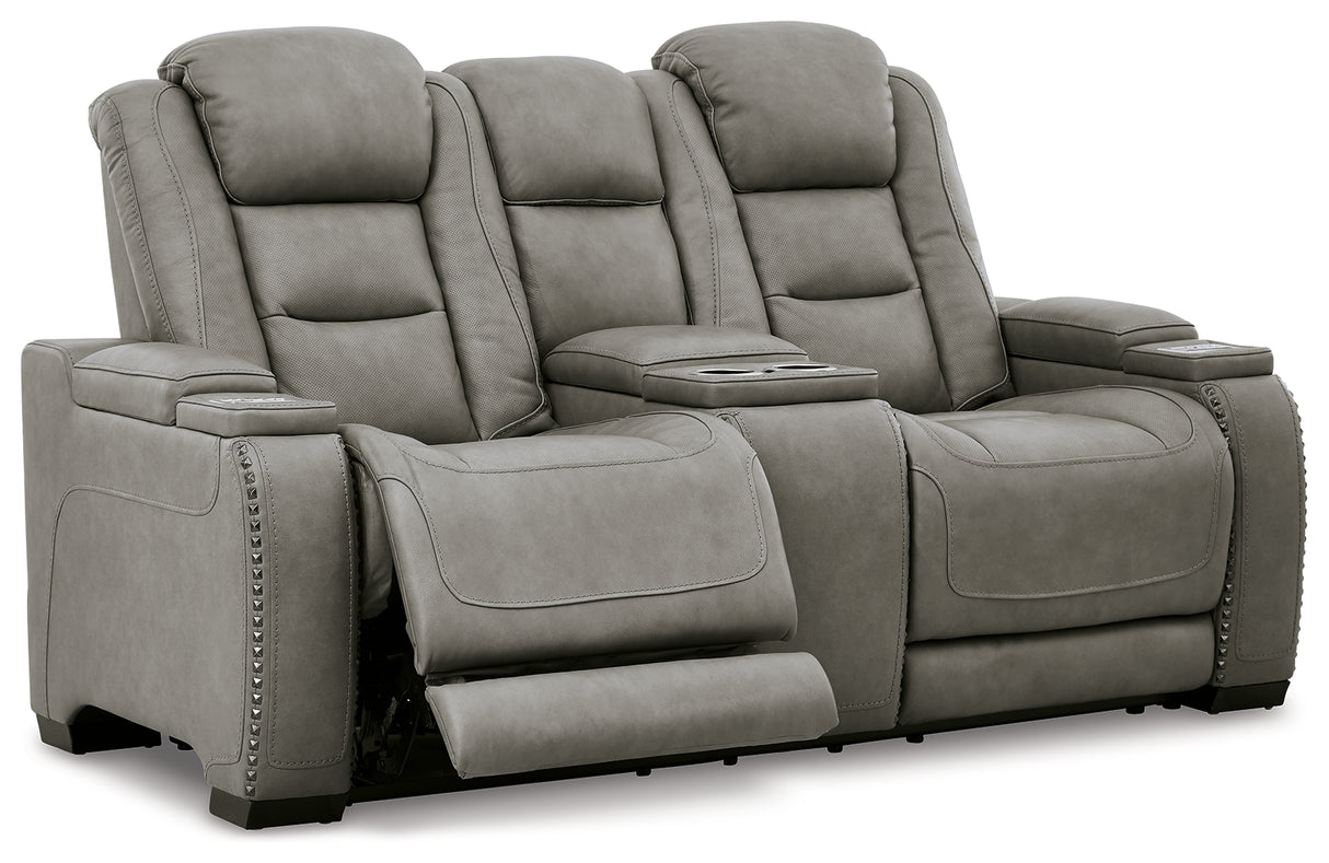 The Man-Den Gray Power Reclining Loveseat and Recliner - Ornate Home