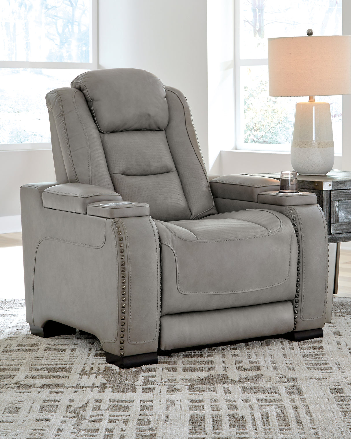 The Man-Den Gray Power Reclining Sofa and Recliner - Ornate Home