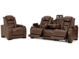 The Man-Den Mahogany Power Reclining Sofa and Recliner - Ornate Home