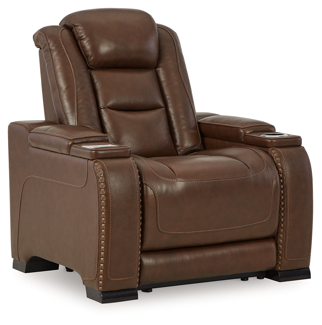 The Man-Den Mahogany Power Reclining Sofa and Recliner - Ornate Home