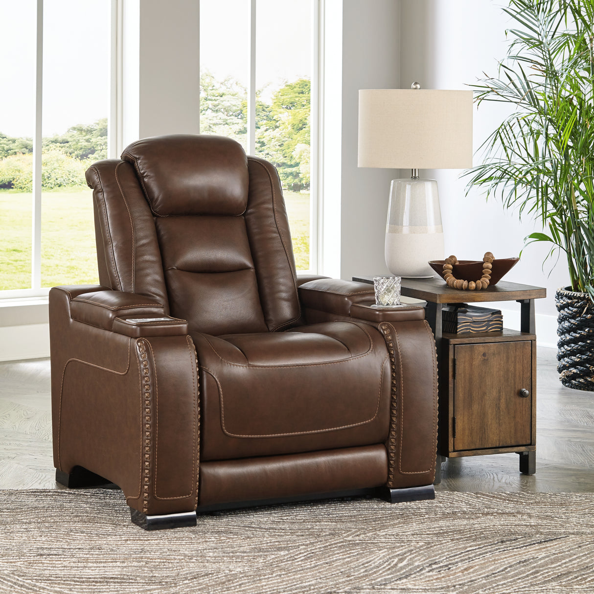 The Man-Den Mahogany Power Reclining Sofa and Recliner - Ornate Home