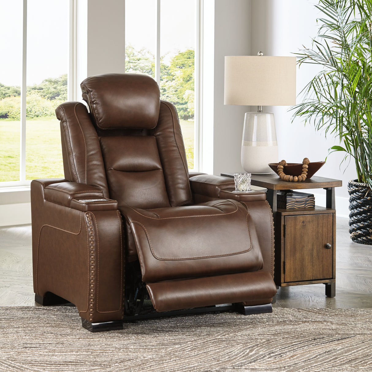 The Man-Den Mahogany Power Recliner - Ornate Home