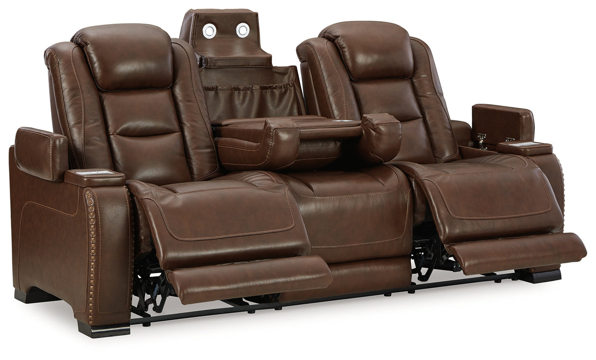 The Man-Den Mahogany Power Reclining Sofa and Recliner - Ornate Home