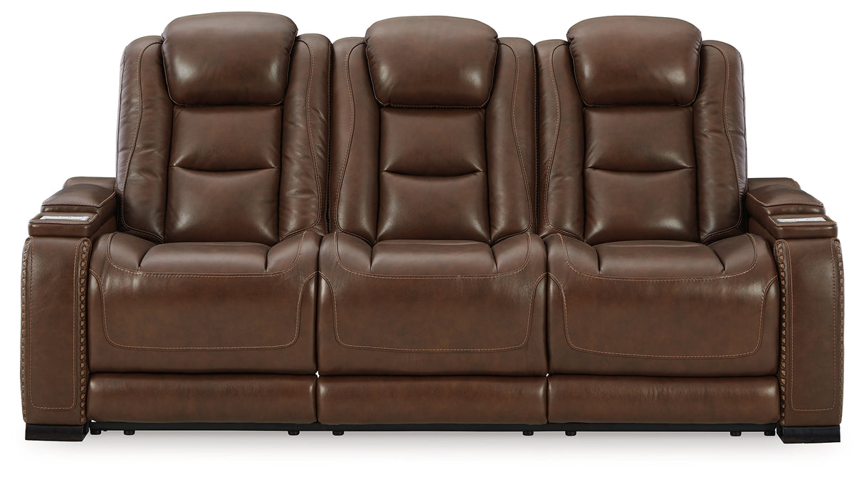 The Man-Den Mahogany Power Reclining Sofa and Recliner - Ornate Home