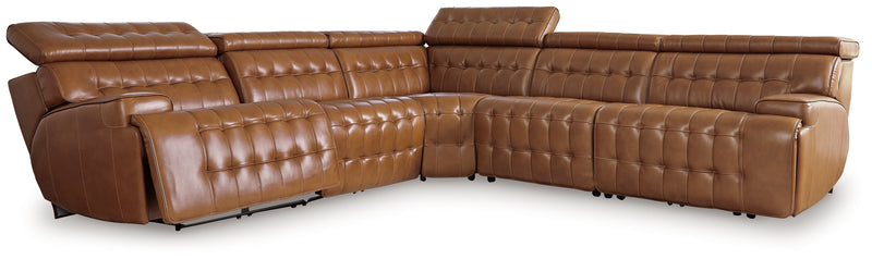 Temmpton Chocolate 5-Piece Power Reclining Sectional - Ornate Home