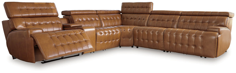 Temmpton Chocolate 6-Piece Power Reclining Sectional - Ornate Home