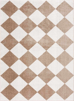 Ulric Brown Diamond Washable Area Rug - Ornate Home