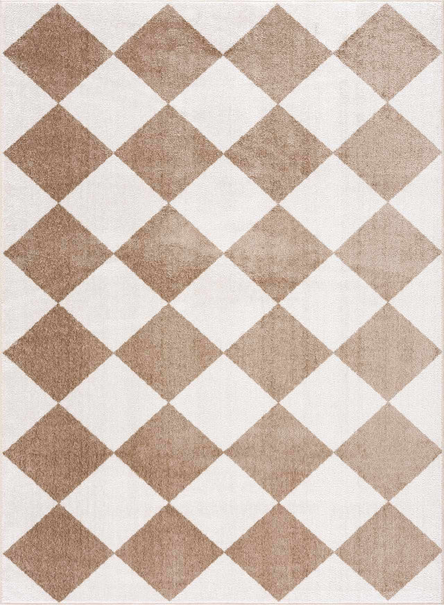 Ulric Brown Diamond Washable Area Rug - Ornate Home