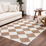 Ulric Brown Diamond Washable Area Rug - Ornate Home