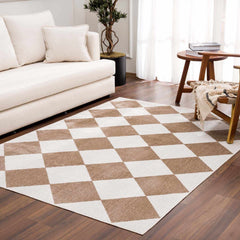 Ulric Brown Diamond Washable Area Rug - Ornate Home