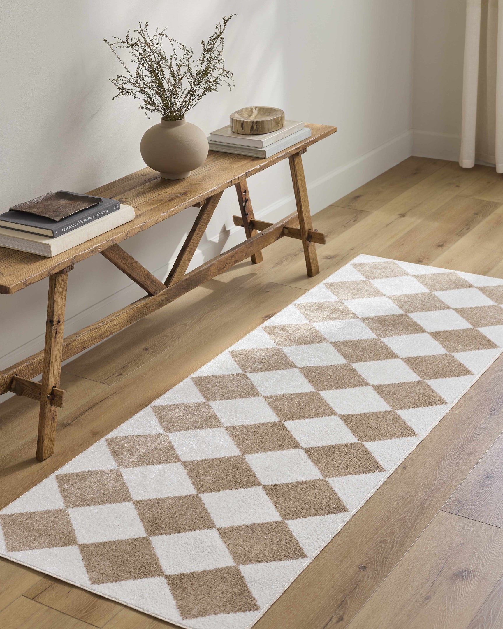 Ulric Brown Diamond Washable Area Rug - Ornate Home