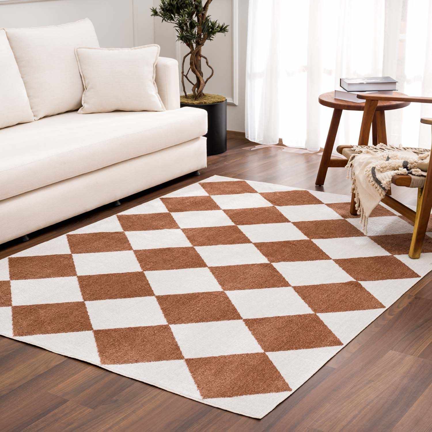 Ulric Chestnut Diamond Washable Area Rug - Ornate Home