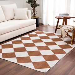 Ulric Chestnut Diamond Washable Area Rug - Ornate Home