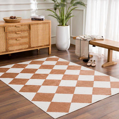 Ulric Chestnut Diamond Washable Area Rug - Ornate Home