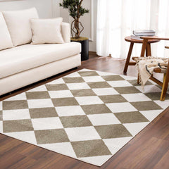 Ulric Green Diamond Washable Area Rug - Ornate Home