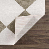 Ulric Green Diamond Washable Area Rug - Ornate Home