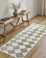 Ulric Green Diamond Washable Area Rug - Ornate Home