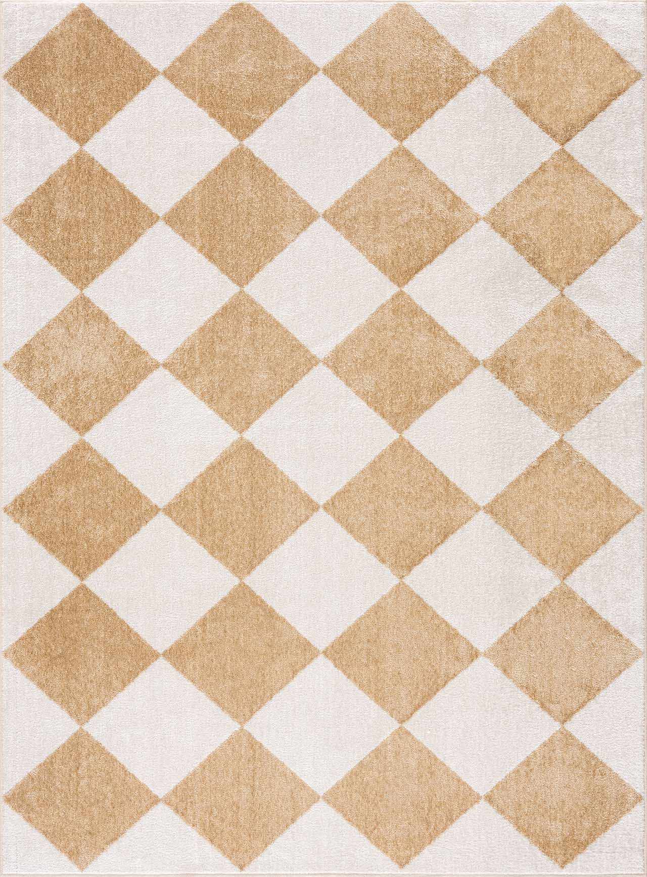 Ulric Light Brown Diamond Washable Area Rug - Ornate Home