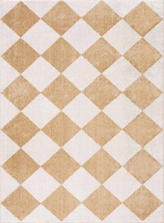 Ulric Light Brown Diamond Washable Area Rug - Ornate Home