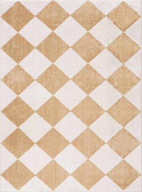 Ulric Light Brown Diamond Washable Area Rug - Ornate Home