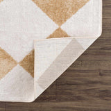Ulric Light Brown Diamond Washable Area Rug - Ornate Home