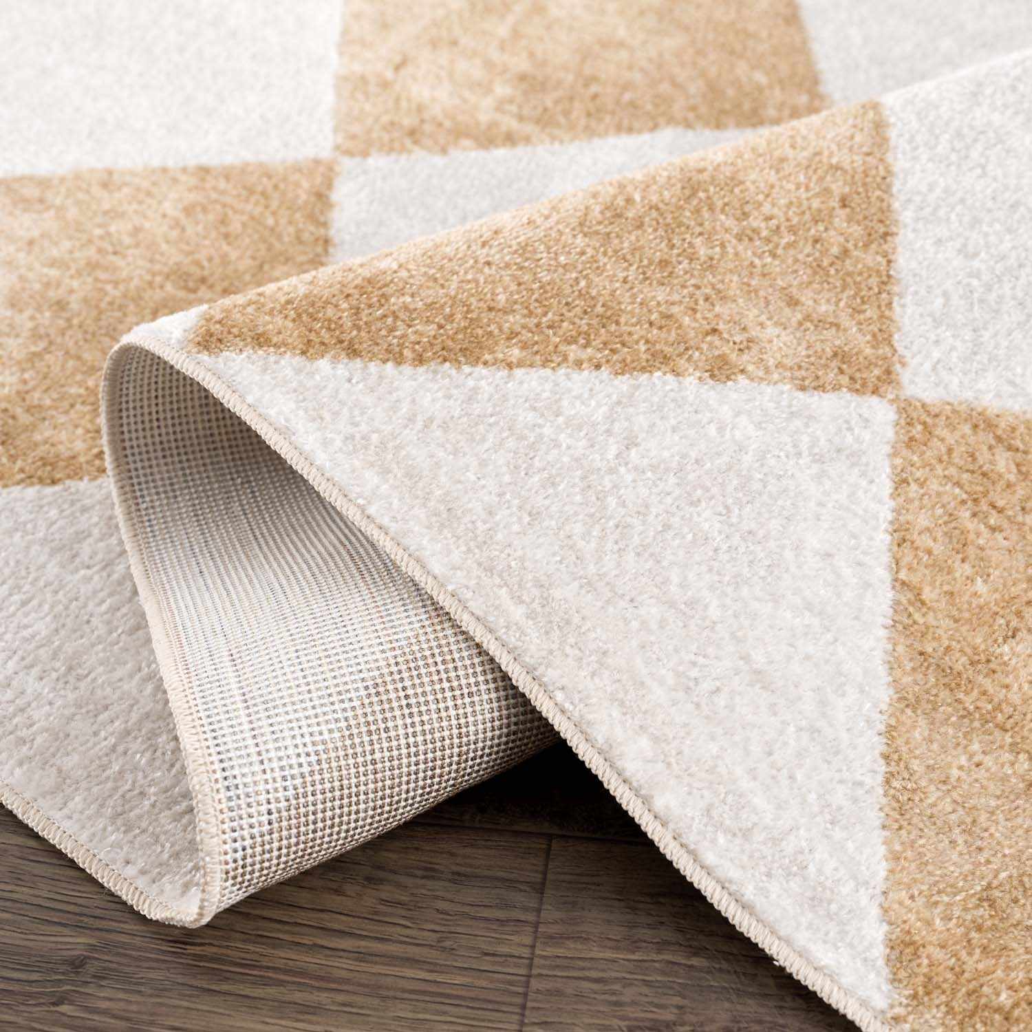 Ulric Light Brown Diamond Washable Area Rug - Ornate Home