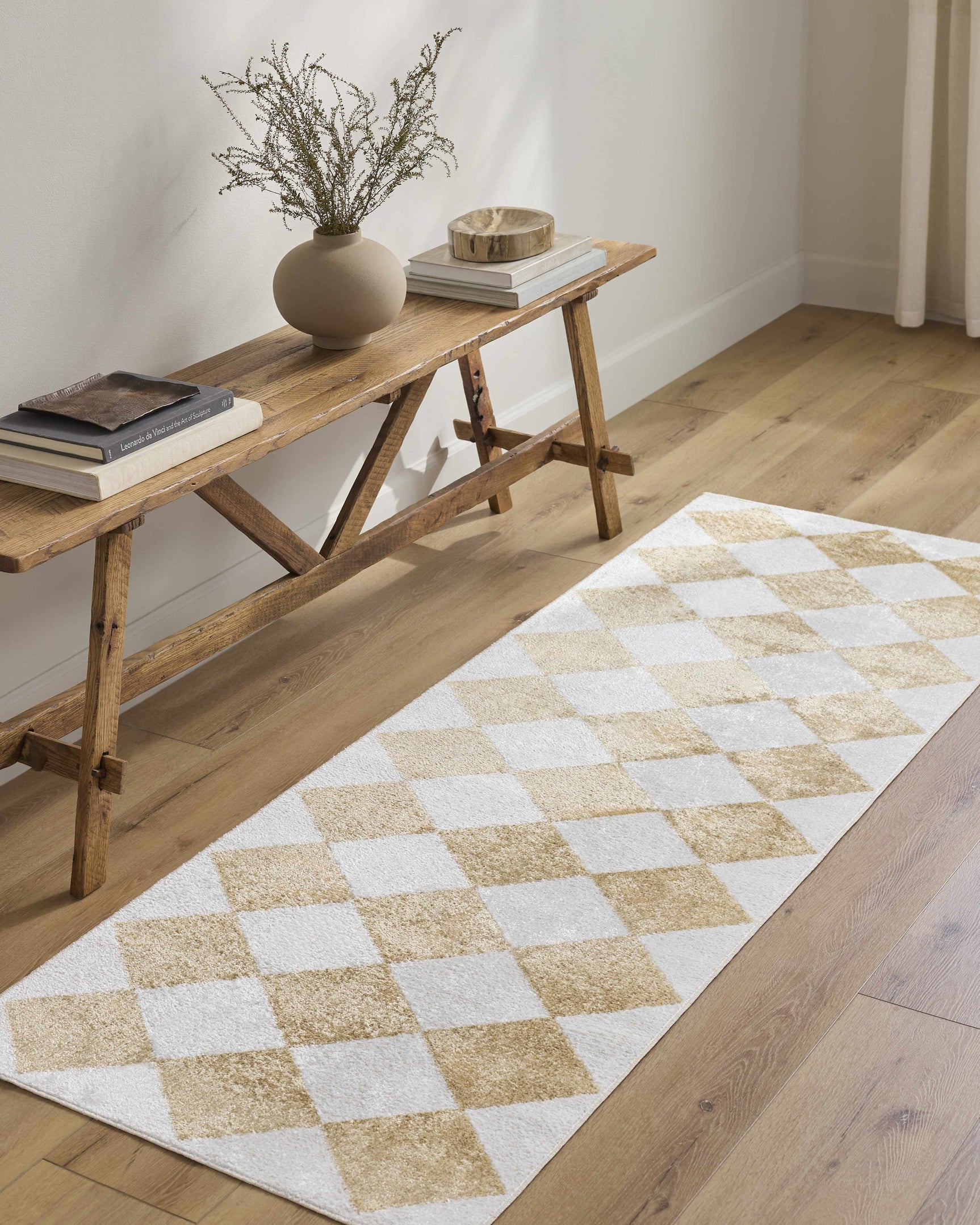 Ulric Light Brown Diamond Washable Area Rug - Ornate Home