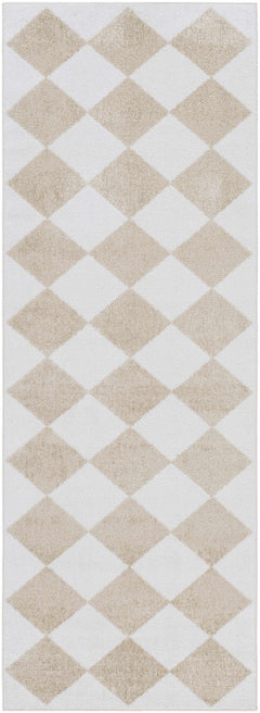 Ulric Light Brown Diamond Washable Area Rug - Ornate Home