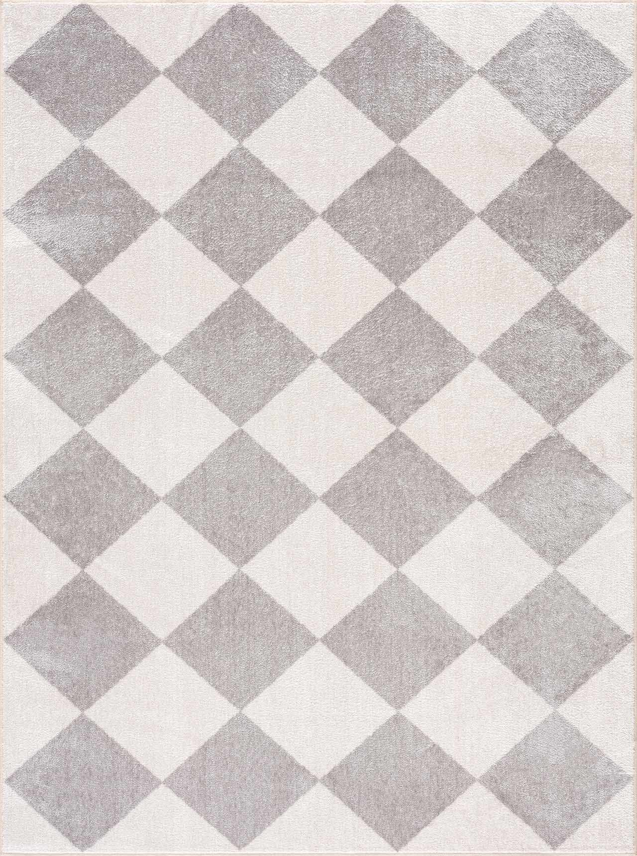 Ulric Light Gray Diamond Washable Area Rug - Ornate Home