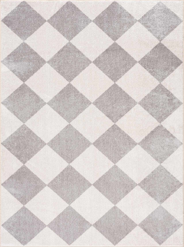 Ulric Light Gray Diamond Washable Area Rug - Ornate Home