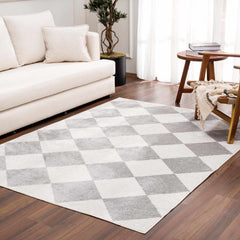 Ulric Light Gray Diamond Washable Area Rug - Ornate Home