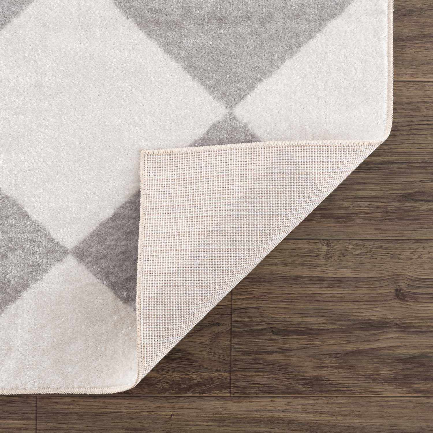 Ulric Light Gray Diamond Washable Area Rug - Ornate Home