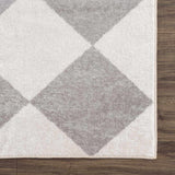 Ulric Light Gray Diamond Washable Area Rug - Ornate Home