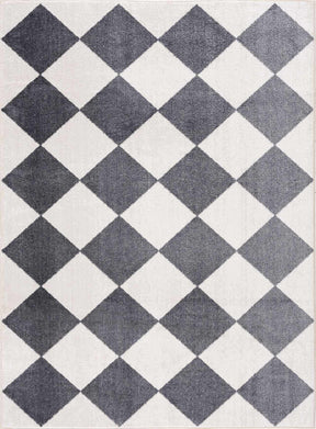 Ulric Navy Blue Diamond Washable Area Rug - Ornate Home