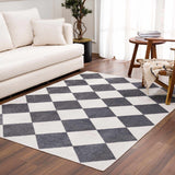 Ulric Navy Blue Diamond Washable Area Rug - Ornate Home