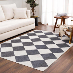 Ulric Navy Blue Diamond Washable Area Rug - Ornate Home