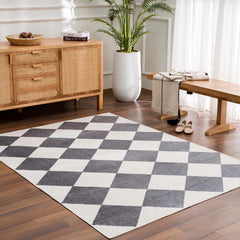 Ulric Navy Blue Diamond Washable Area Rug - Ornate Home