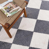 Ulric Navy Blue Diamond Washable Area Rug - Ornate Home