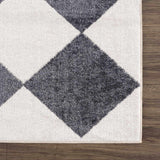 Ulric Navy Blue Diamond Washable Area Rug - Ornate Home