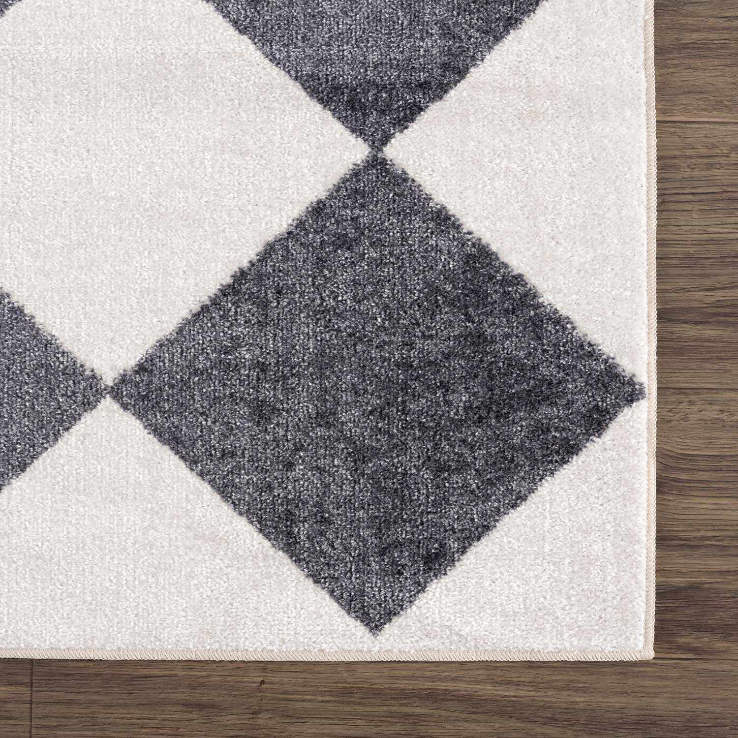 Ulric Navy Blue Diamond Washable Area Rug - Ornate Home