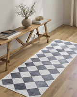 Ulric Navy Blue Diamond Washable Area Rug - Ornate Home