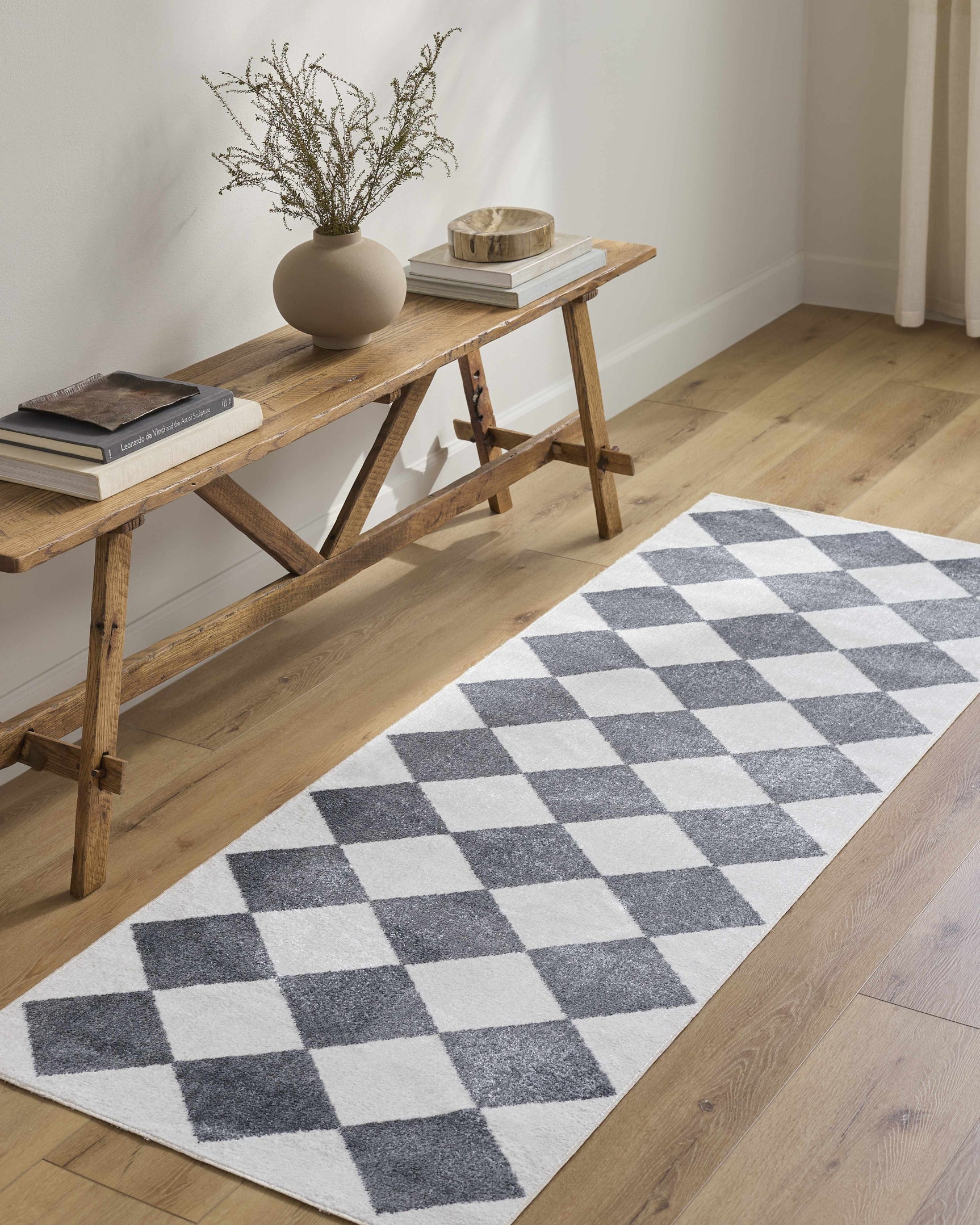 Ulric Navy Blue Diamond Washable Area Rug - Ornate Home