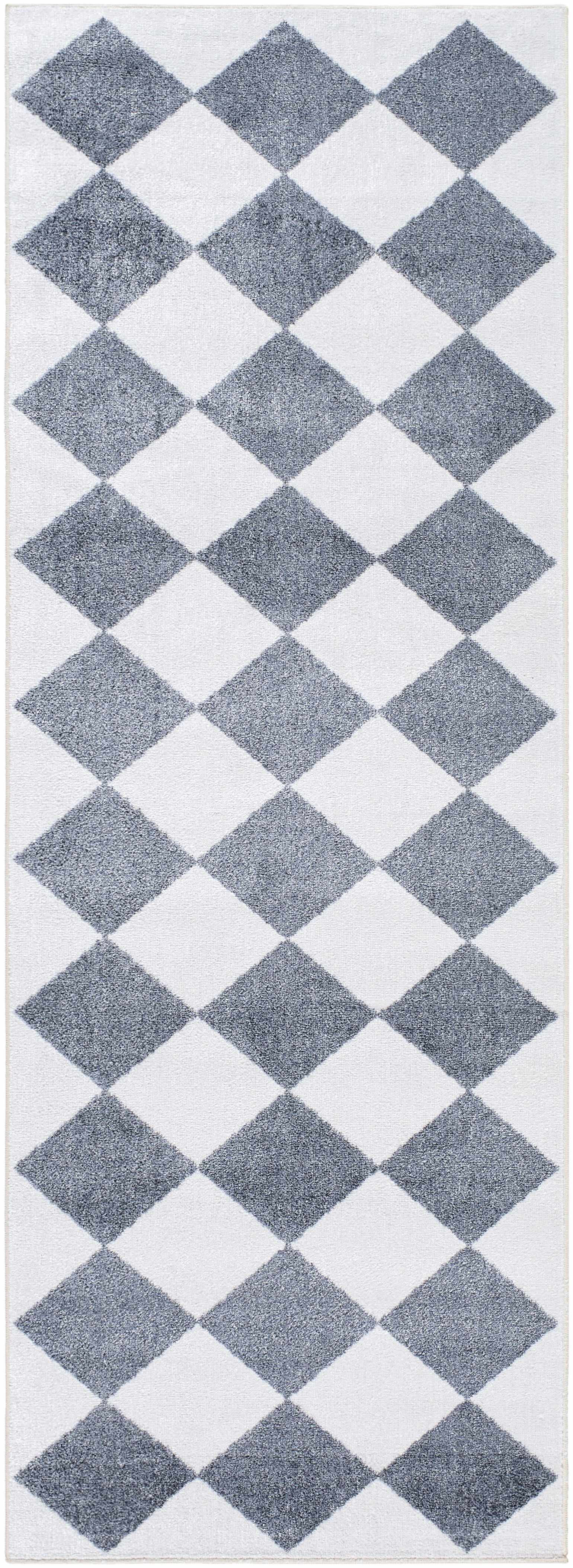 Ulric Navy Blue Diamond Washable Area Rug - Ornate Home