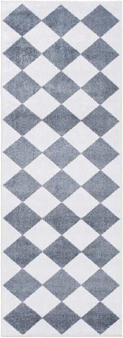 Ulric Navy Blue Diamond Washable Area Rug - Ornate Home