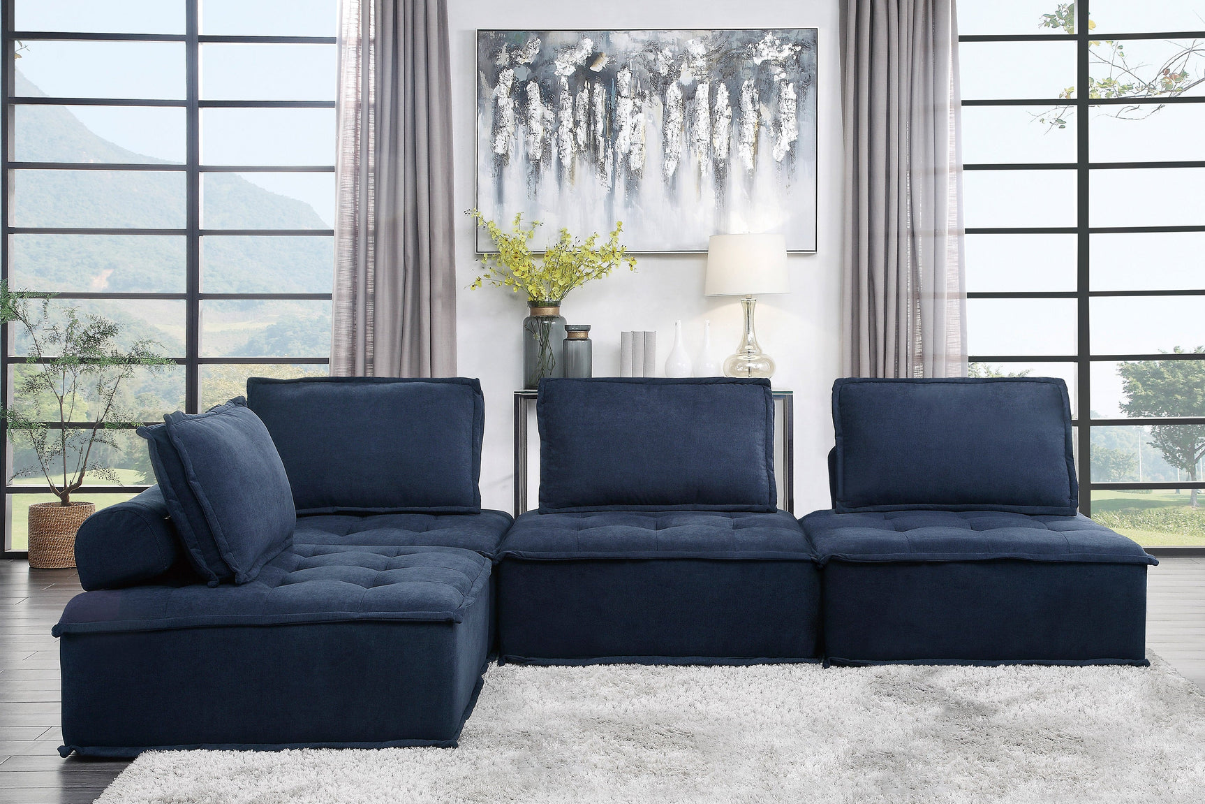 Ulrich Blue 4-Piece Modular Sectional - Ornate Home