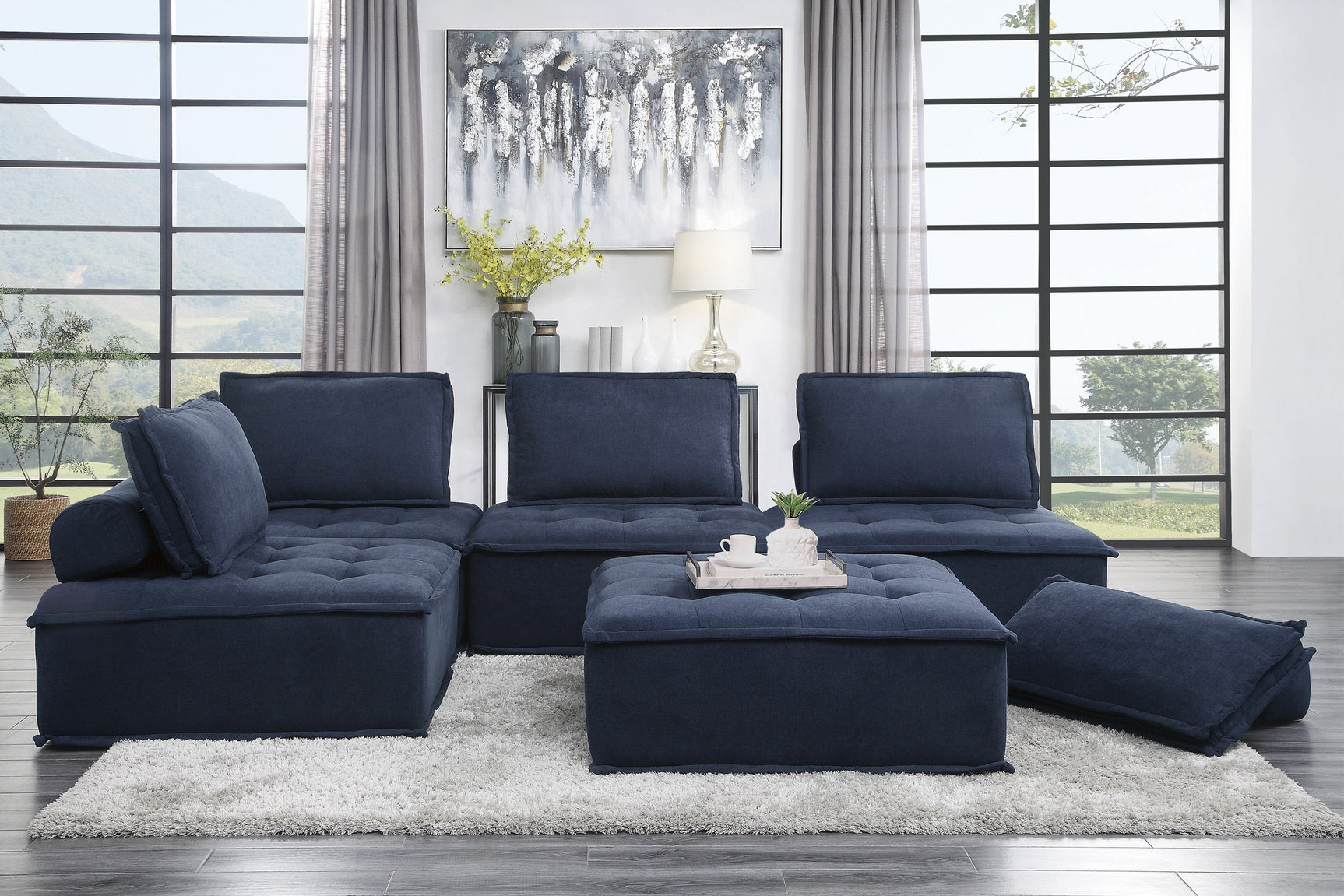 Ulrich Blue 5-Piece Modular Sectional - Ornate Home