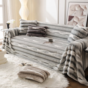 Ultra Soft Faux Fur Couch Cover – Large, Fluffy, and Elegant Sofa Throw Blanket - Ornate Home